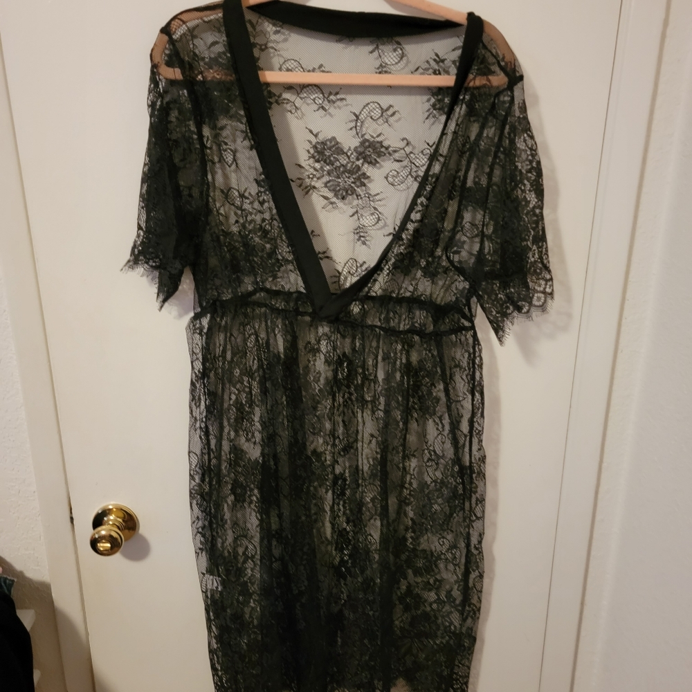 Floral Lace Cover Up Black Dress